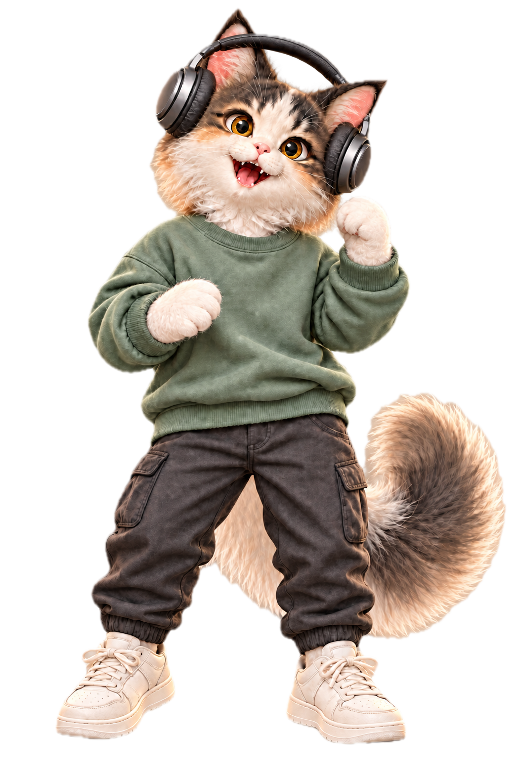 Layao’s Cozy Cat listening with headphones